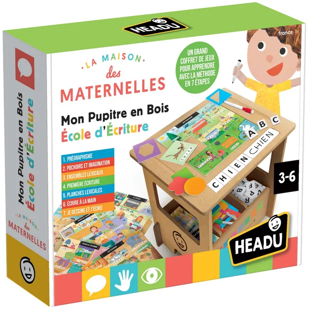 headu-pupitre-en-bois-cole-d-criture-m-thode-7-tapes-3-6-ans image 1