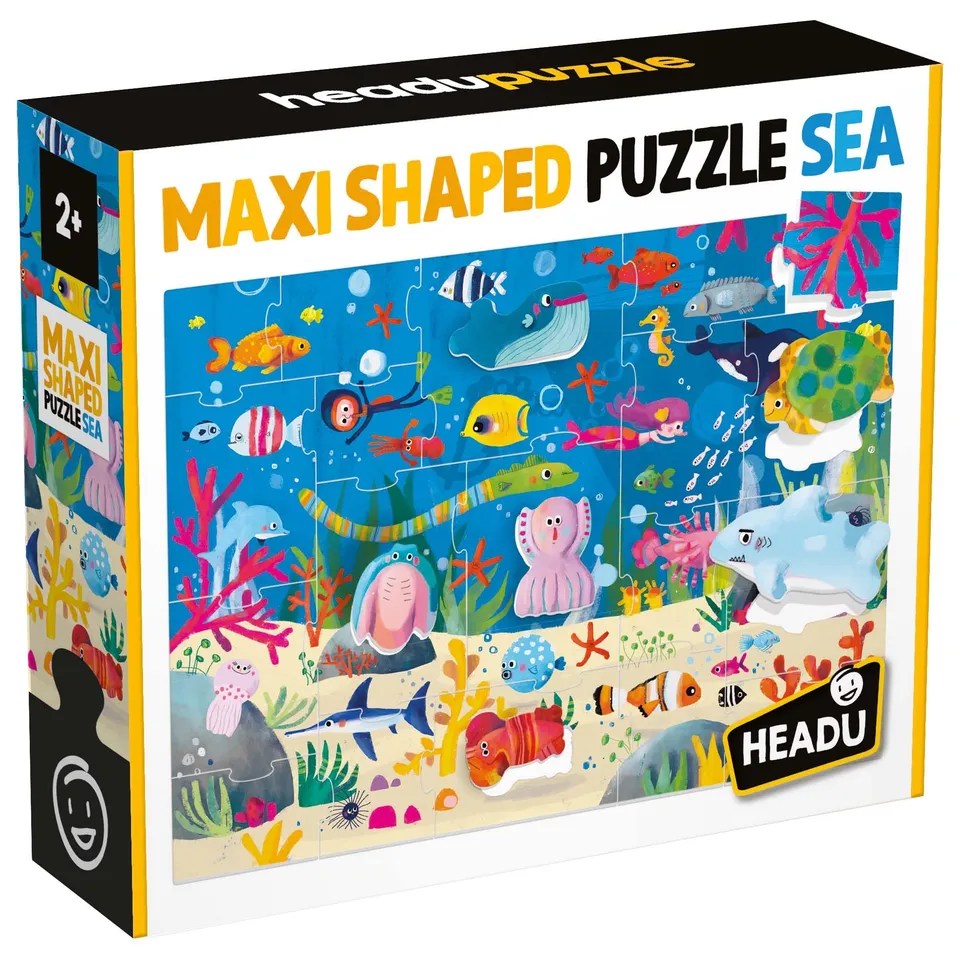 headu-maxi-shaped-puzzle-sea-puzzle-mer-19-pi-ces-6-animaux image 1