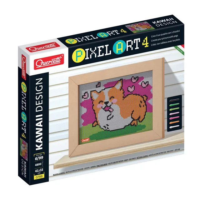 quercetti-0799-pixel-art-4-kawaii-corgi-jeu-de-mosa-ques-avec-cadre image 1