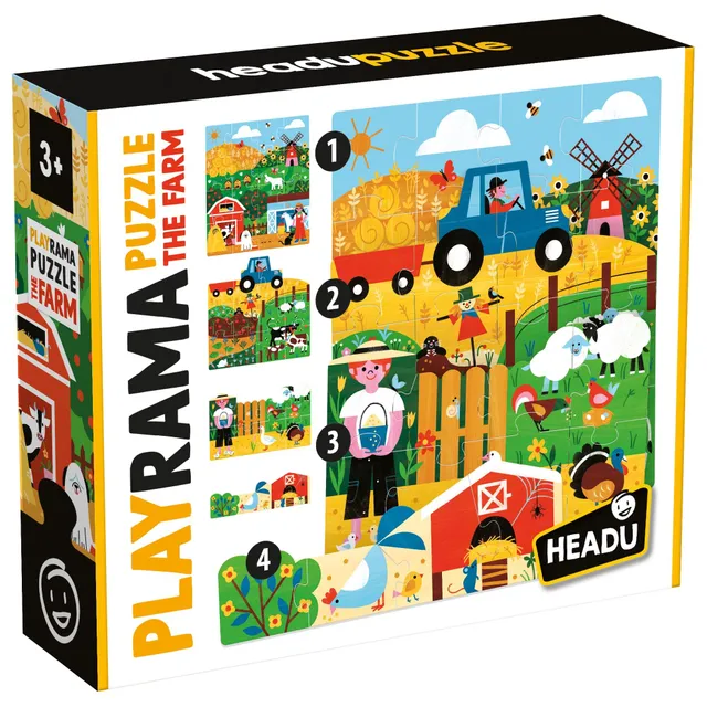 headu-playrama-puzzle-la-ferme-4-puzzles-3d-superposer-3-5-ans image 1