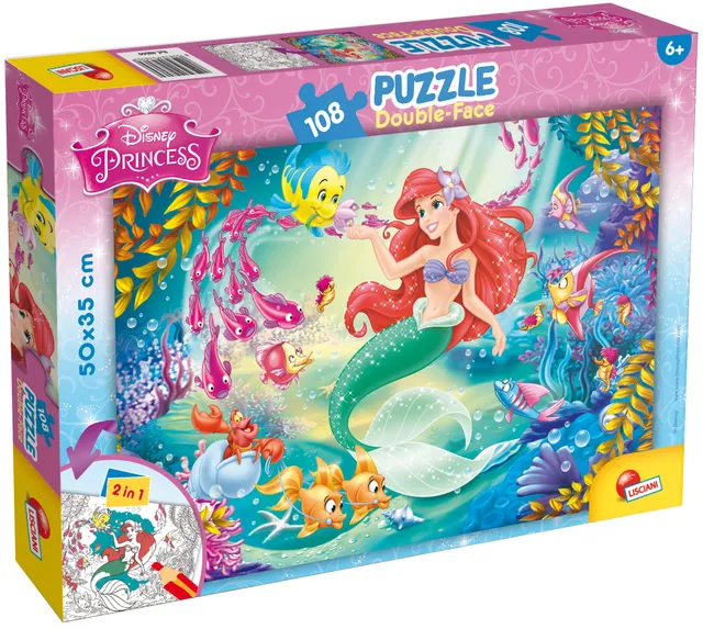 lisciani-disney-puzzle-double-face-plus-108-la-petite-sir-ne image 1