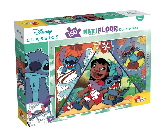 lisciani-disney-puzzle-double-face-maxi-floor-150-lilo-stitch image 1
