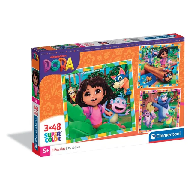 clementoni-dora-l-exploratrice-lot-3-puzzles-48-pi-ces-32x22-cm image 1