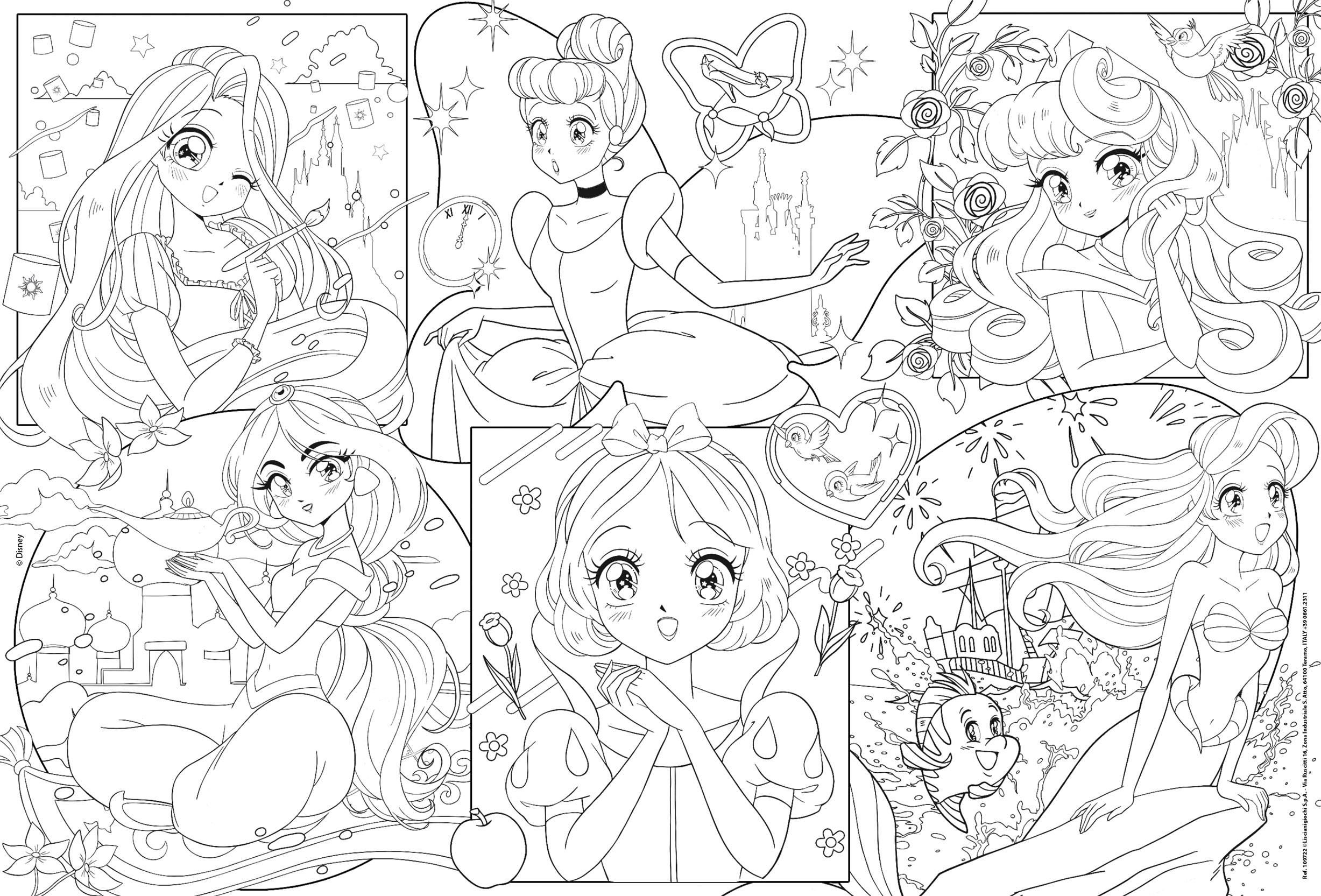 lisciani-disney-puzzle-df-plus-250-princess-manga-puzzle-colorier image 3
