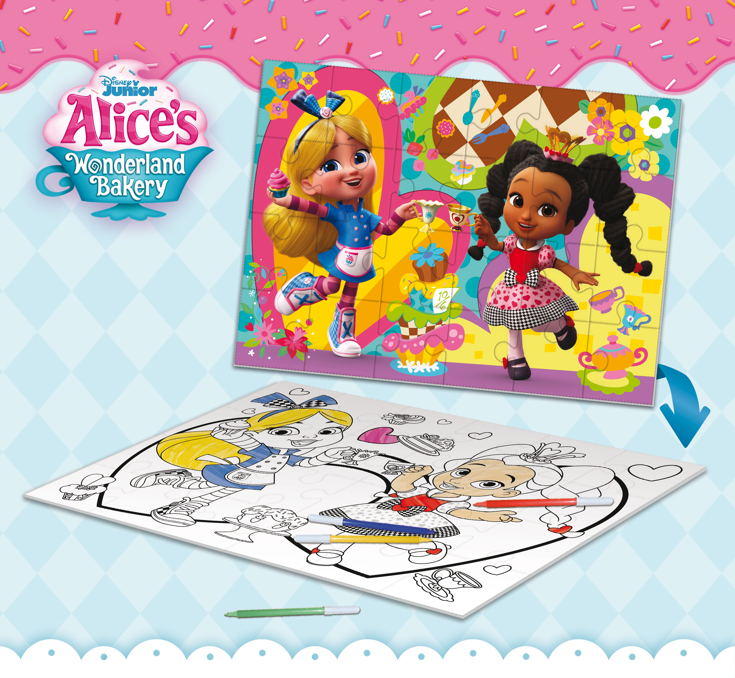 lisciani-disney-alice-puzzle-maxi-floor-24-pi-ces-colorier-puzzle-double-face image 4