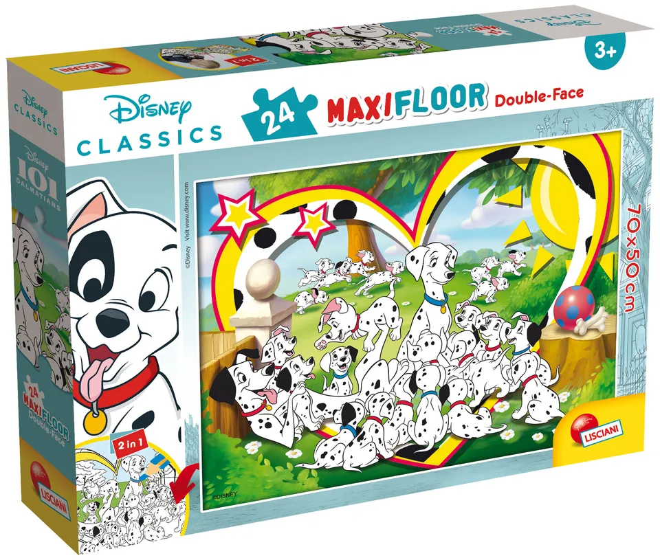 lisciani-disney-puzzle-double-face-maxi-floor-24-carica-101-dalmatiens image 1