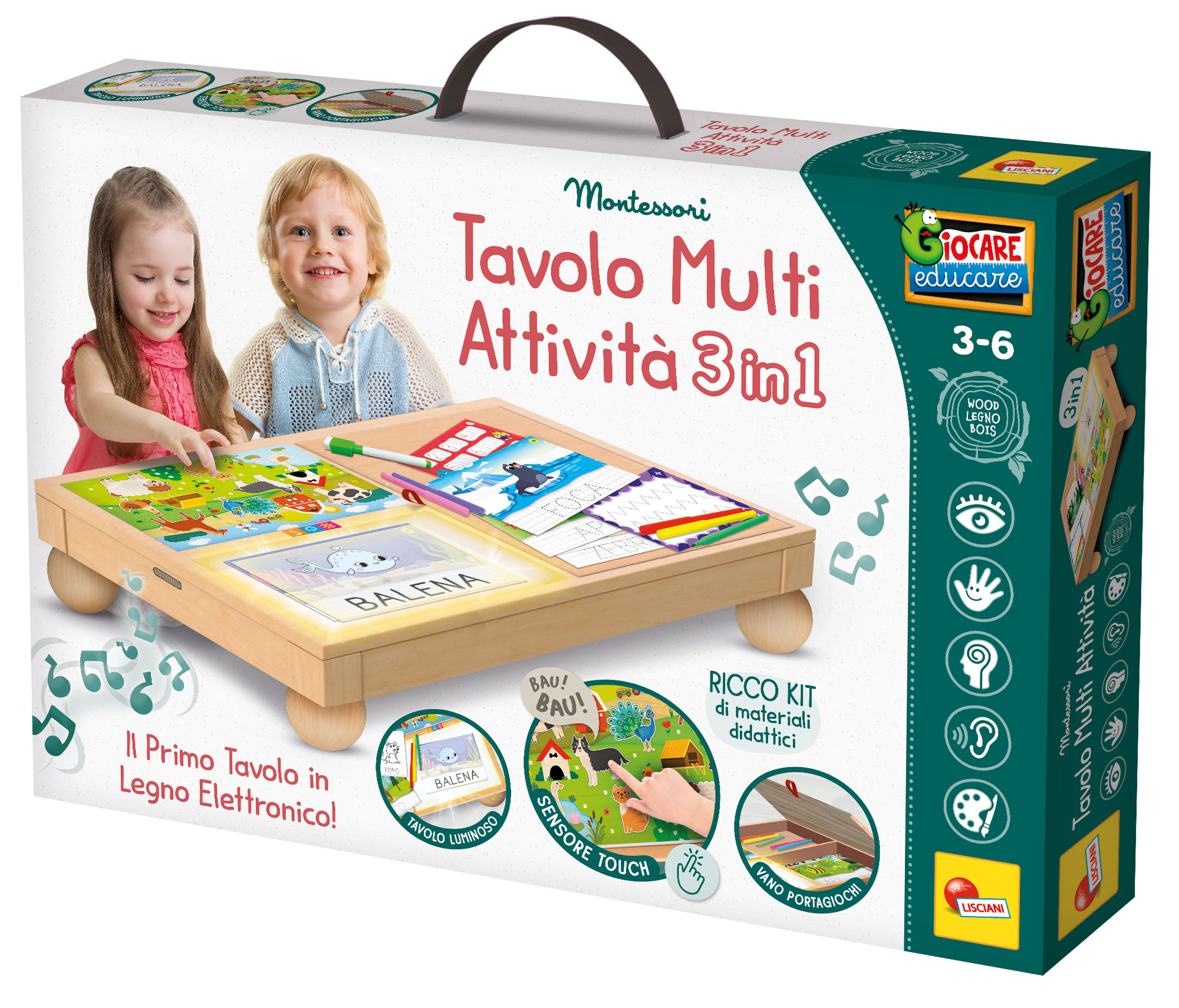 lisciani-montessori-legno-tavolo-multi-attivit-3-in-1-table-bois-tactile-ardoise image 1
