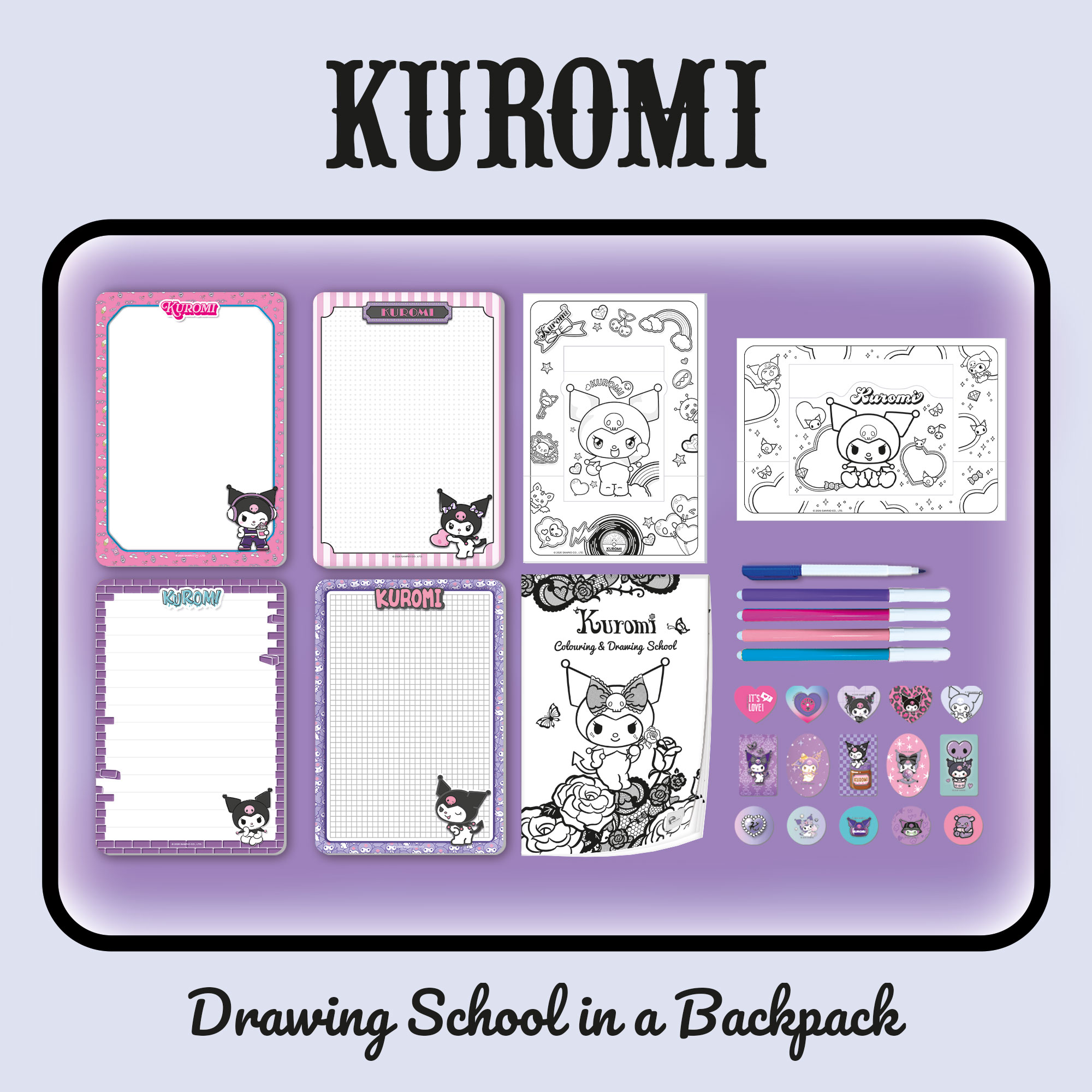 lisciani-kuromi-drawing-school-in-a-backpack-valisette-dessin image 4