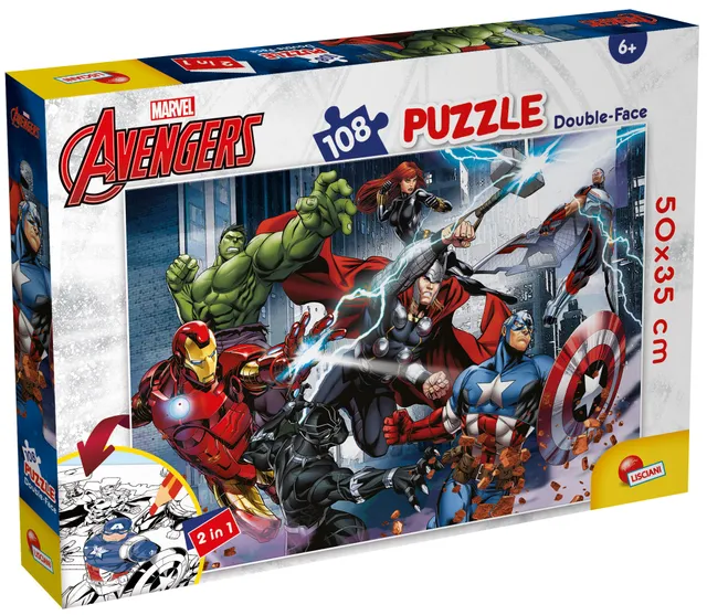 lisciani-marvel-puzzle-df-plus-108-avengers-puzzle-coloriage image 1