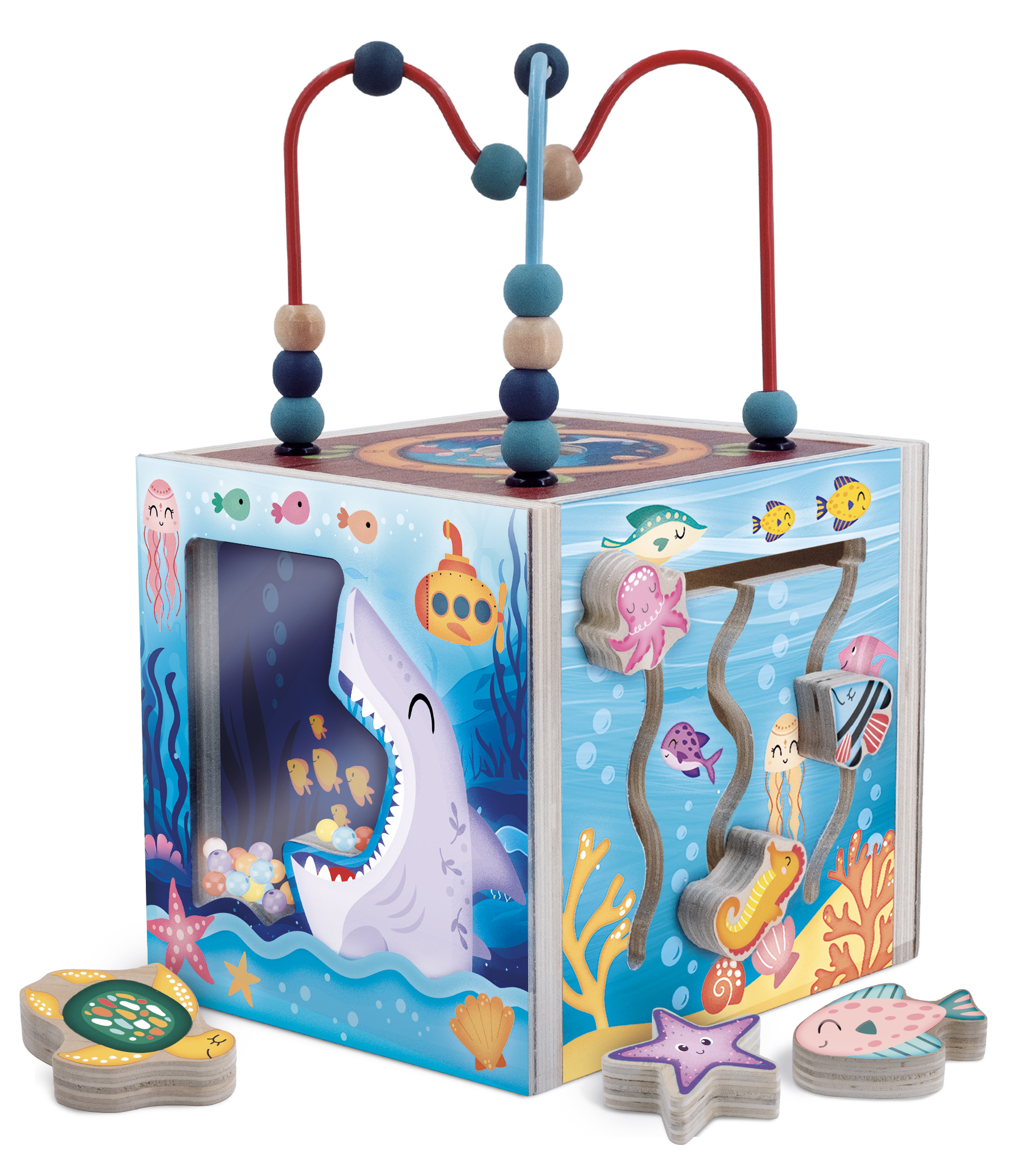 lisciani-montessori-legno-sensory-cube-the-ocean-cube-multi-activit-s image 1