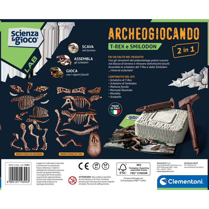 clementoni-science-play-lab-archeogiocando-t-rex-et-smilodon-2-en-1 image 5