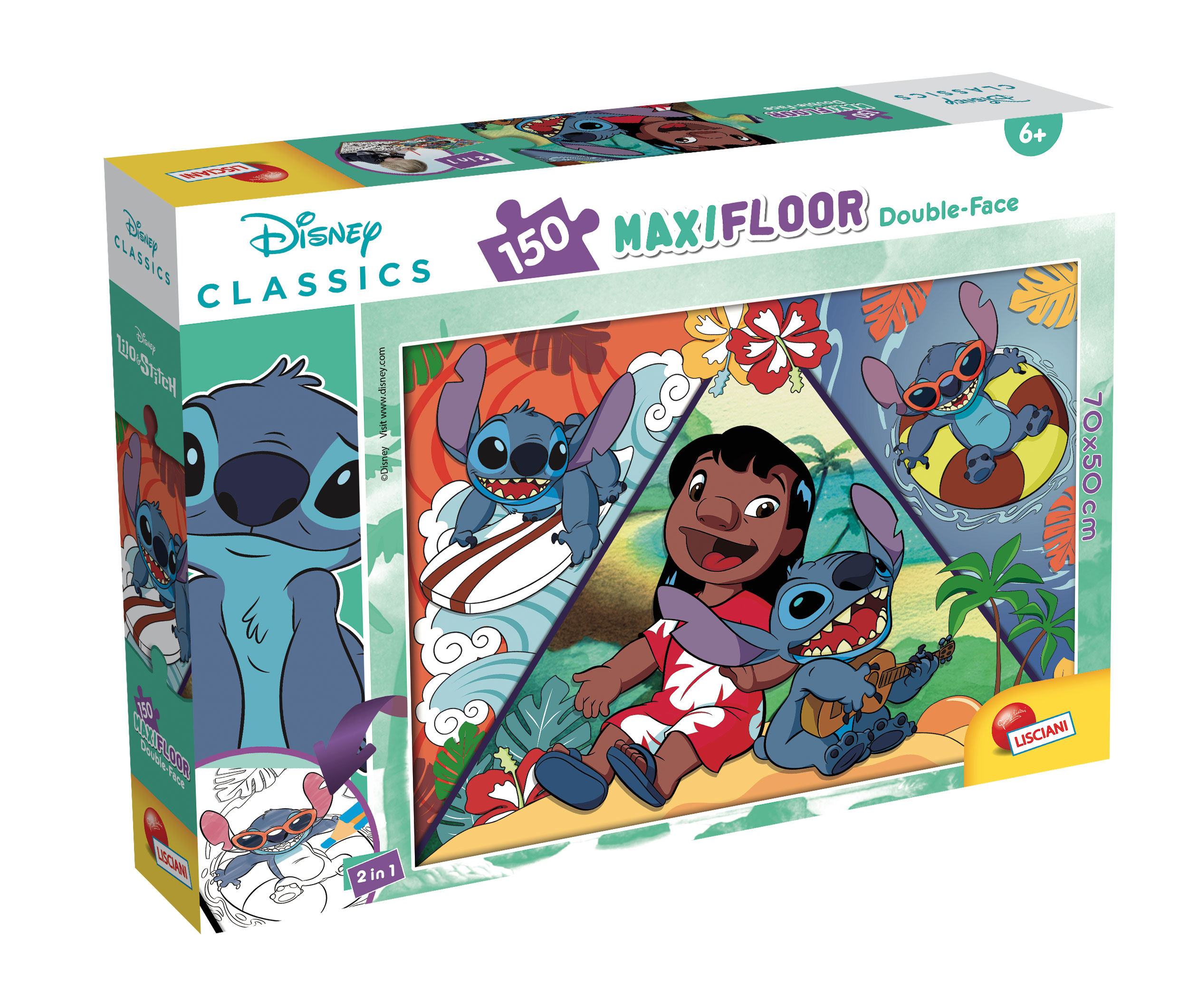 lisciani-disney-puzzle-double-face-maxi-floor-150-lilo-stitch image 1