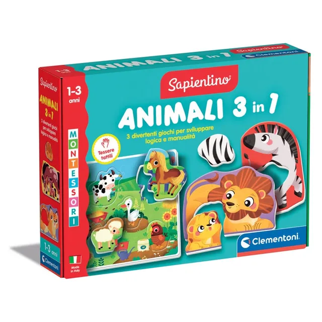 clementoni-sapientino-montessori-animaux-3-en-1-jeu-logique-1-3-ans image 1
