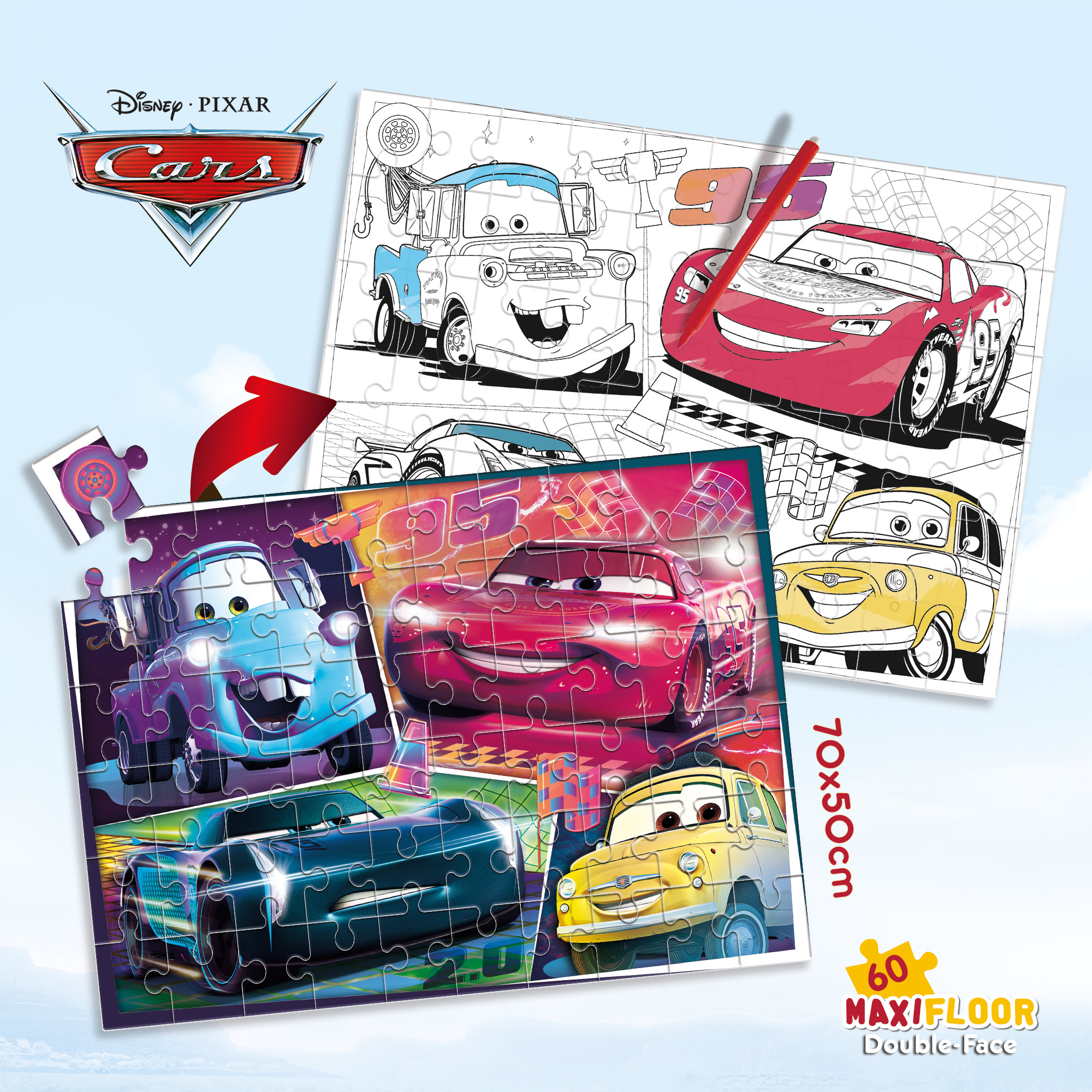 lisciani-disney-puzzle-double-face-maxi-floor-60-cars-3-challenge image 4