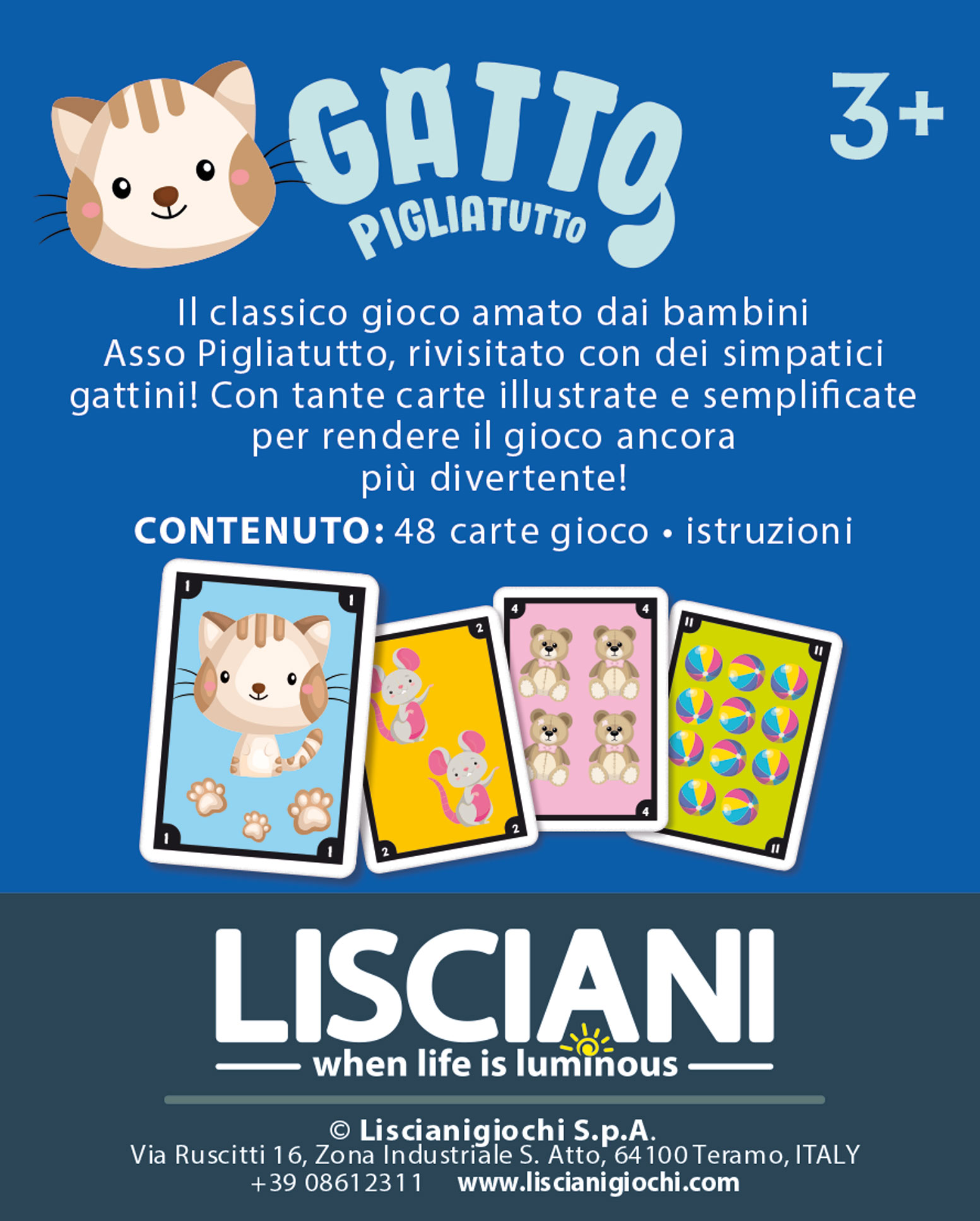 lisciani-ludoteca-le-carte-dei-bambini-gatto-piglia-tutto-jeu-de-cartes image 4