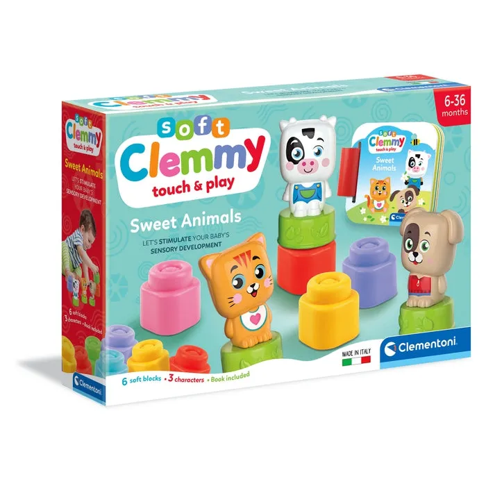 clementoni-clemmy-sweet-animals-playset-briques-molles-livre-6-mois image 1