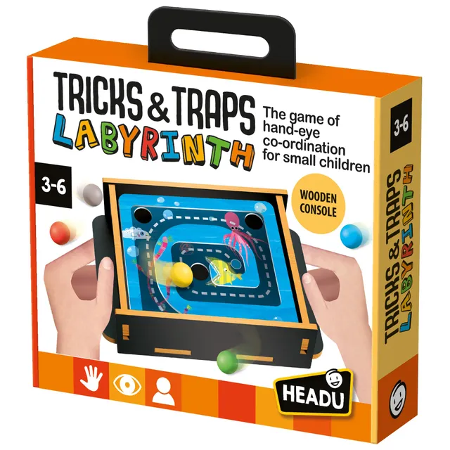 headu-tricks-traps-labyrinth-jeu-de-coordination-il-main-en-bois-3-6-ans image 1