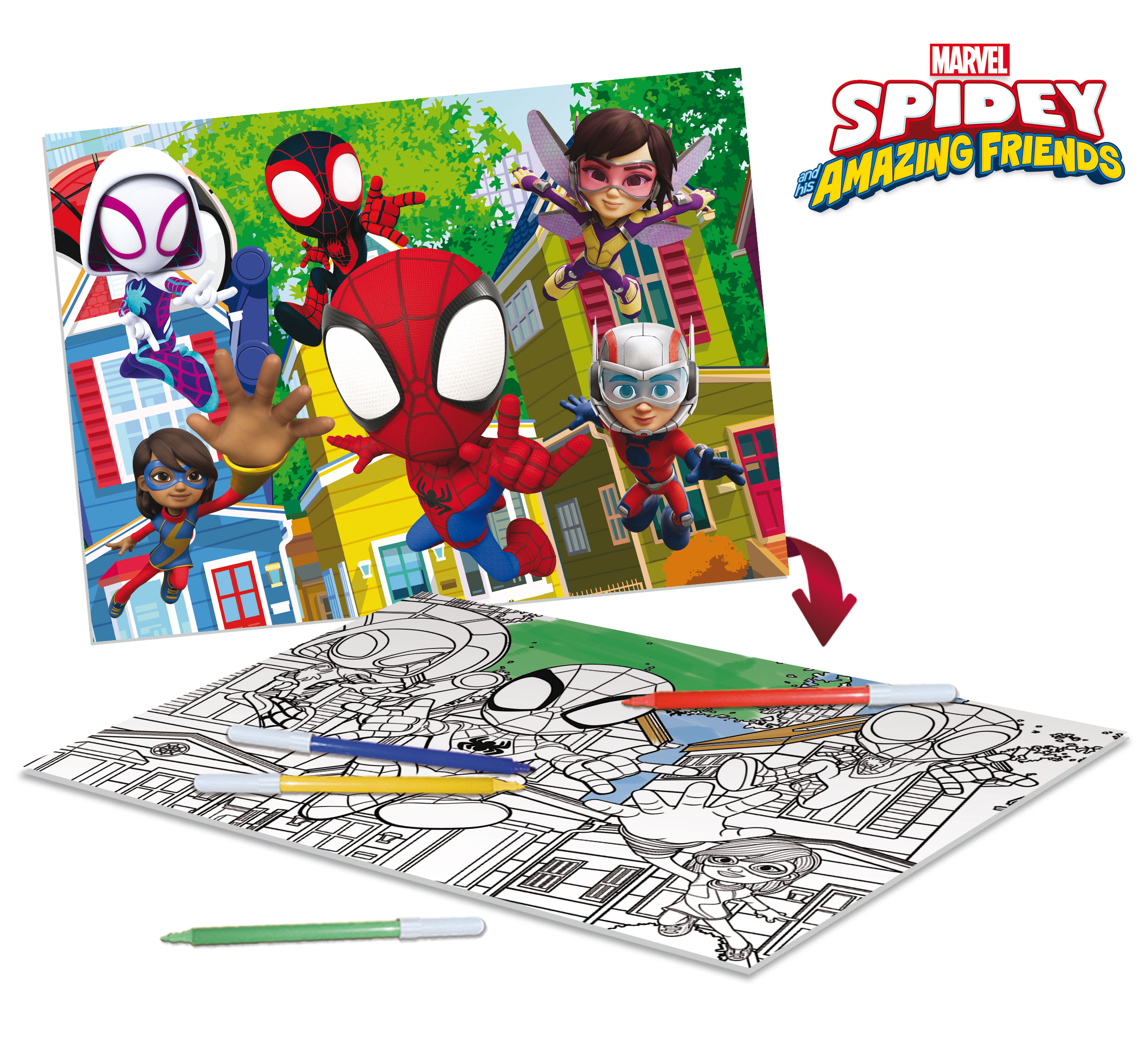 lisciani-marvel-puzzle-df-plus-24-spidey-this-is-a-team-puzzle-24-pi-ces-colorie image 4