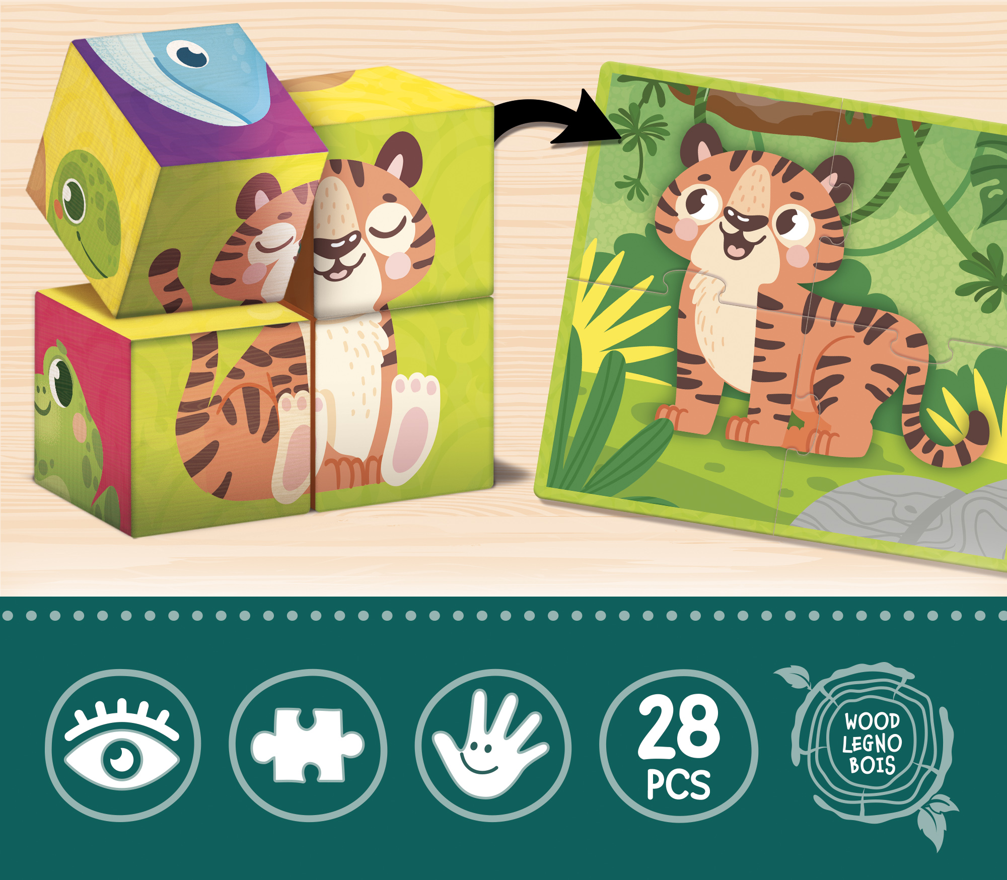 lisciani-montessori-baby-wood-cubes-and-puzzle-2-en-1-cubes-en-bois-b-b image 4