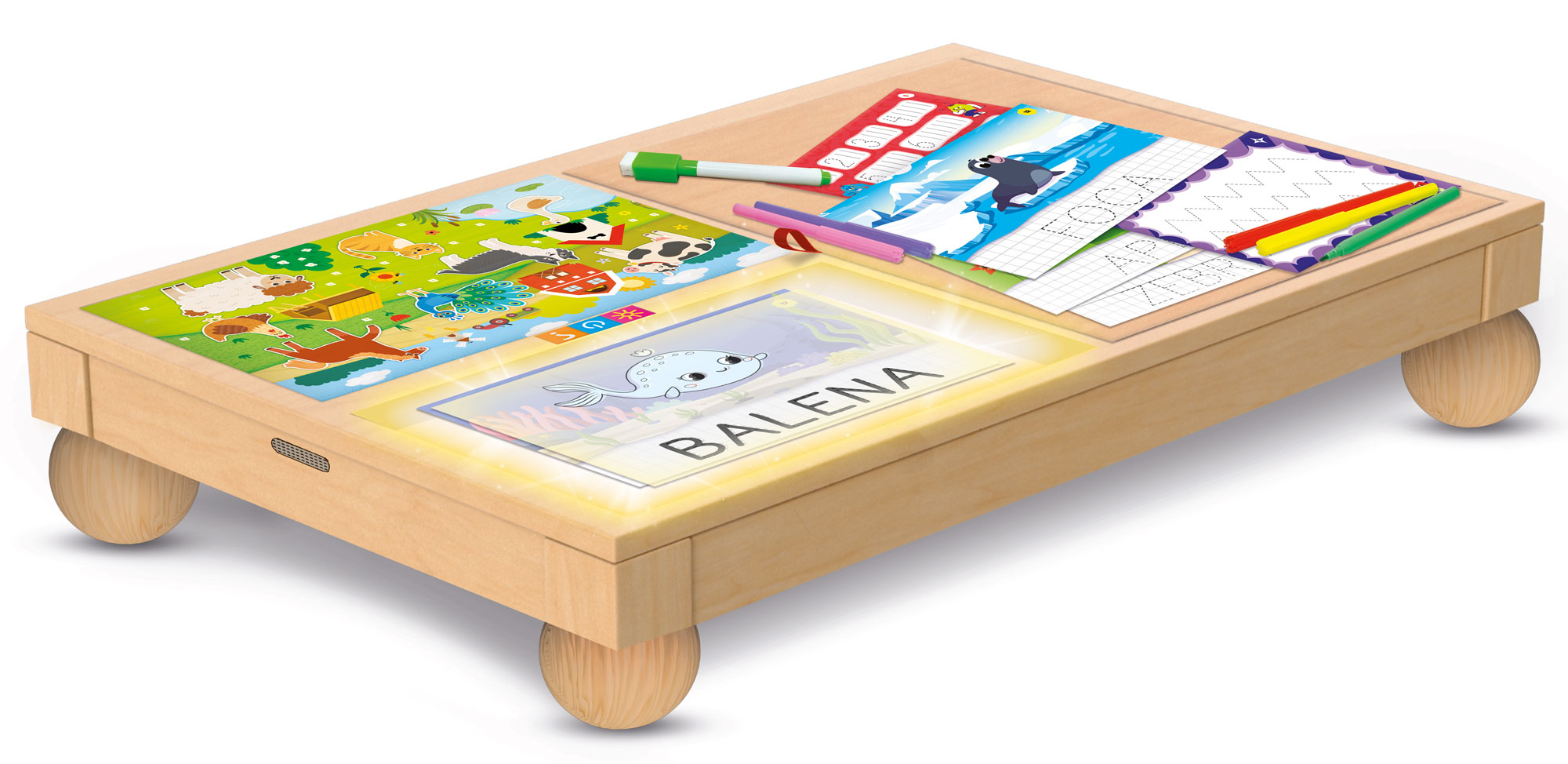lisciani-montessori-legno-tavolo-multi-attivit-3-in-1-table-bois-tactile-ardoise image 2
