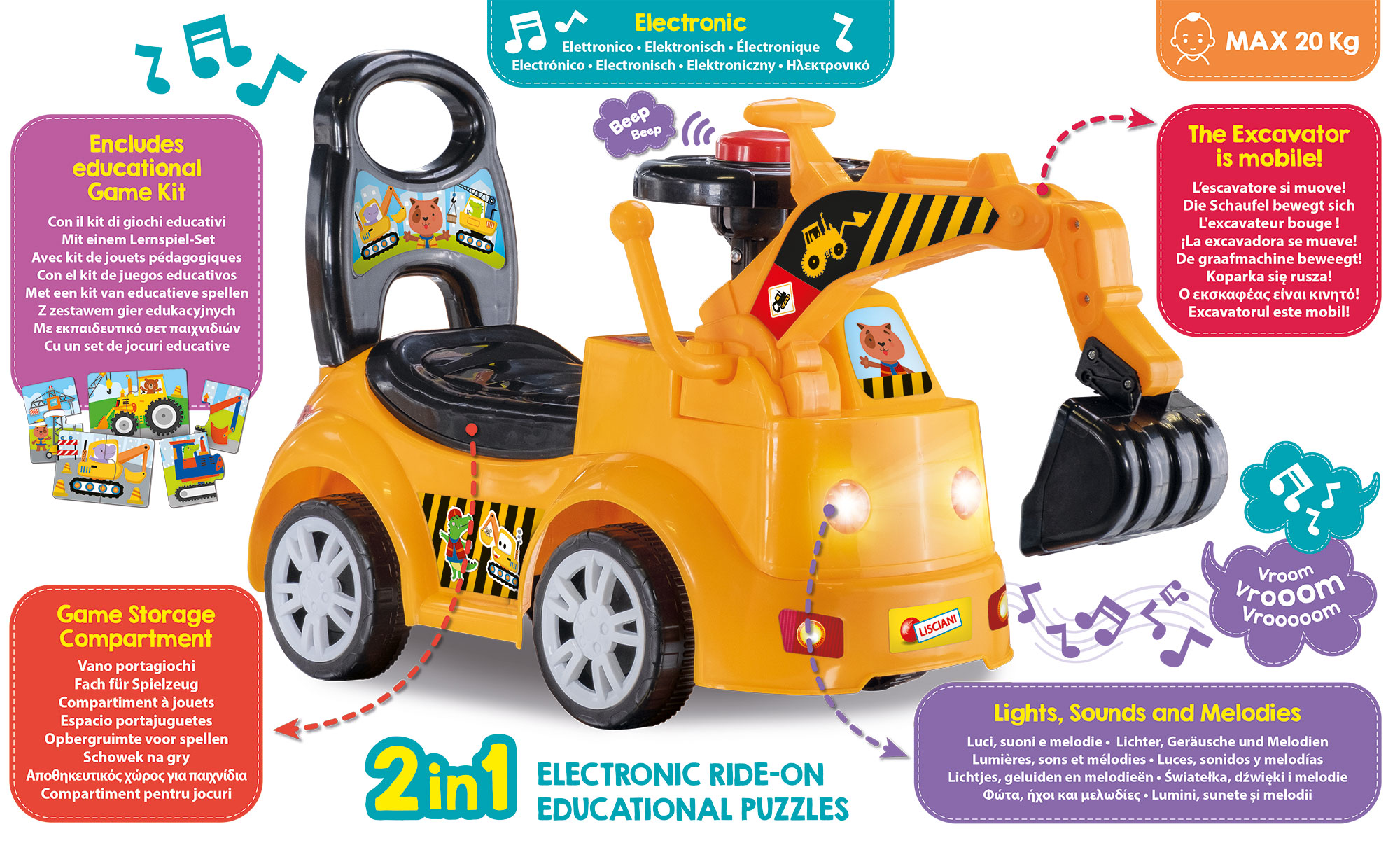 lisciani-carotina-baby-bulldozer-porteur-sonore image 7