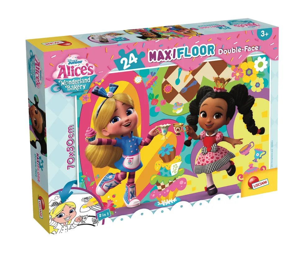 lisciani-disney-alice-puzzle-maxi-floor-24-pi-ces-colorier-puzzle-double-face image 1