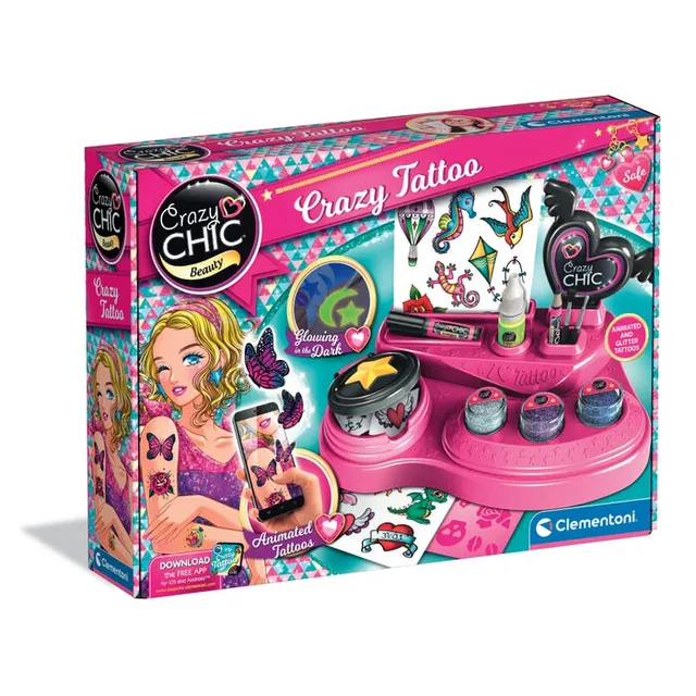 clementoni-crazy-chic-crazy-tattoo-kit-tatouages-enfants-glow-in-the-dark image 1