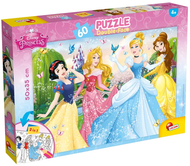 lisciani-disney-puzzle-double-face-plus-60-princess-puzzle-colorier image 1