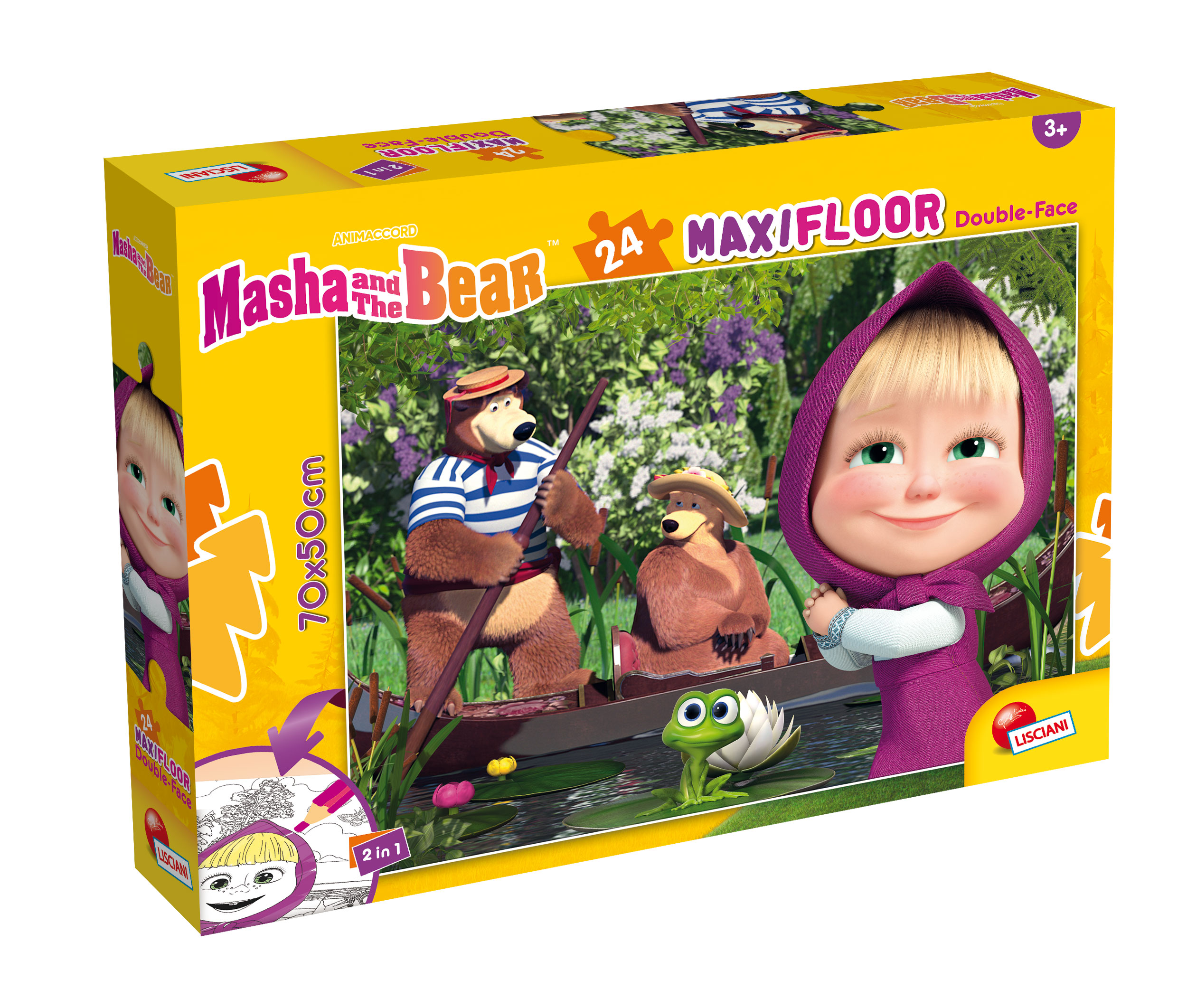 lisciani-masha-et-michka-puzzle-maxifloor-24-pi-ces-2-en-1-colorier image 1