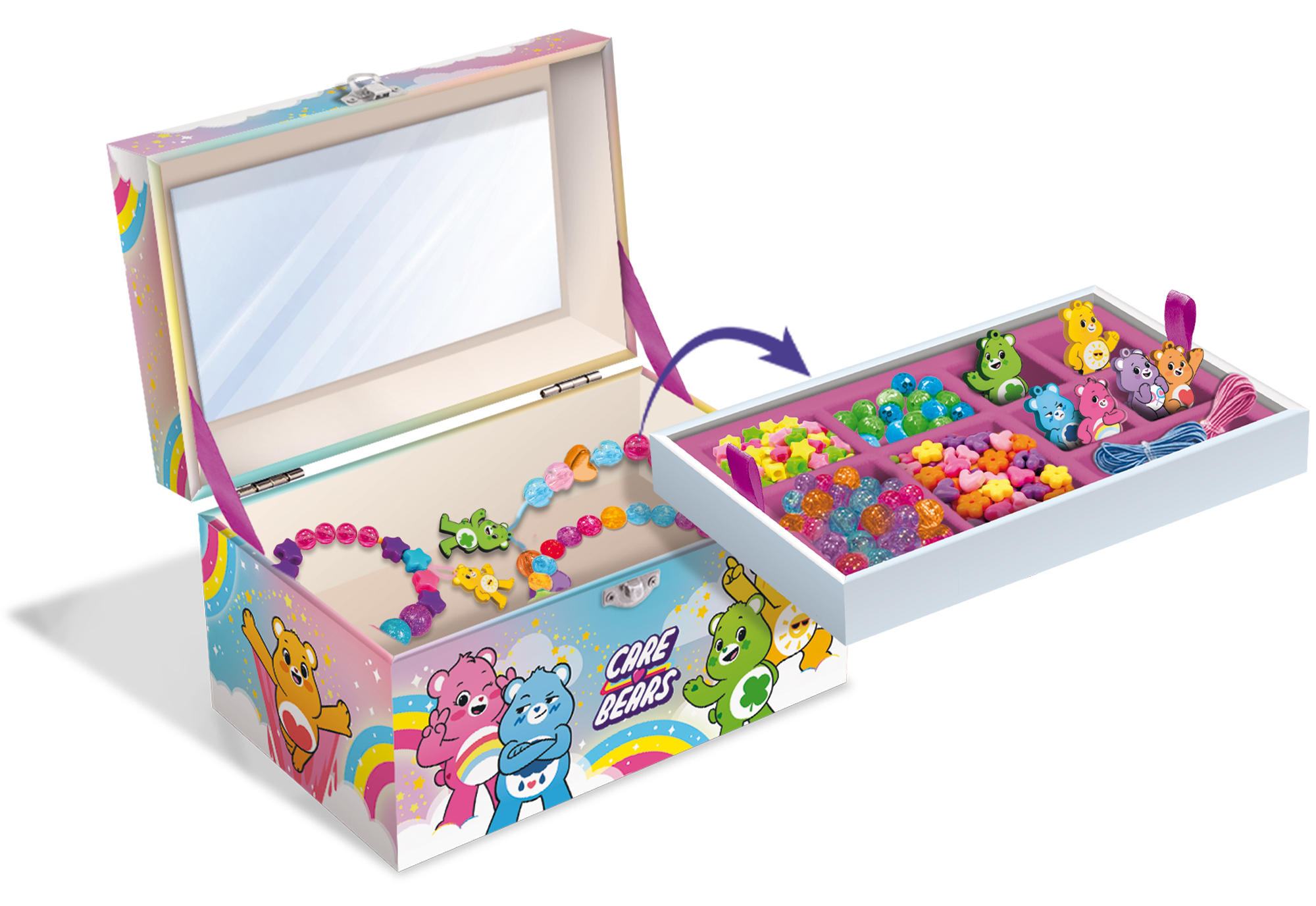 lisciani-care-bears-rainbow-bijoux-bo-te-bijoux-kit-cr-ation-bracelets image 3