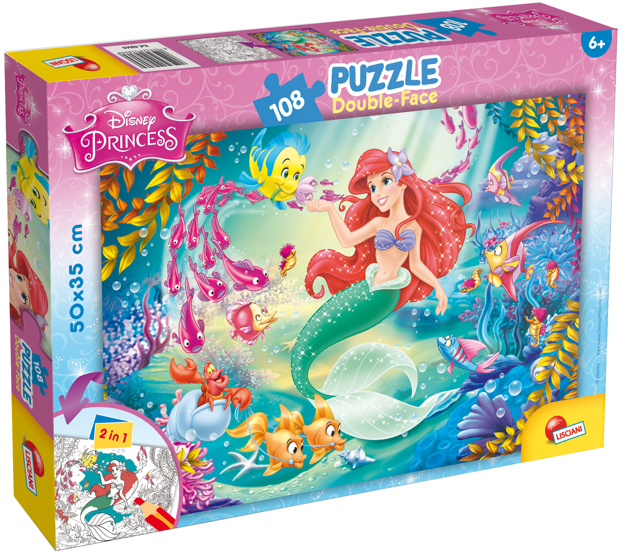 lisciani-disney-puzzle-double-face-plus-108-la-petite-sir-ne image 1