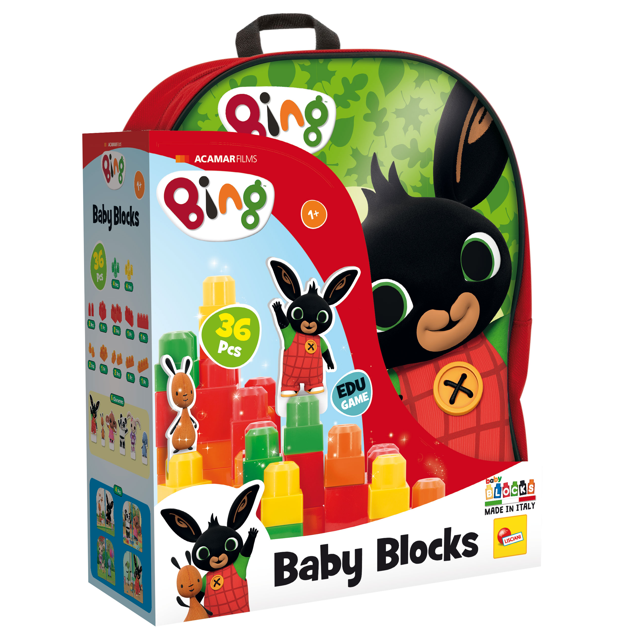 lisciani-bing-zainetto-baby-blocks-rosso-kit-briques-b-b-sac-dos image 1