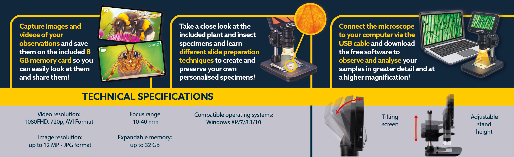lisciani-i-m-a-genius-hi-tech-explorer-microscope-num-rique-1000x-avec-micro-sd- image 4