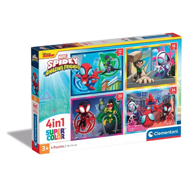 clementoni-spidey-friends-puzzle-4-en-1-12-16-20-24-pi-ces image 1