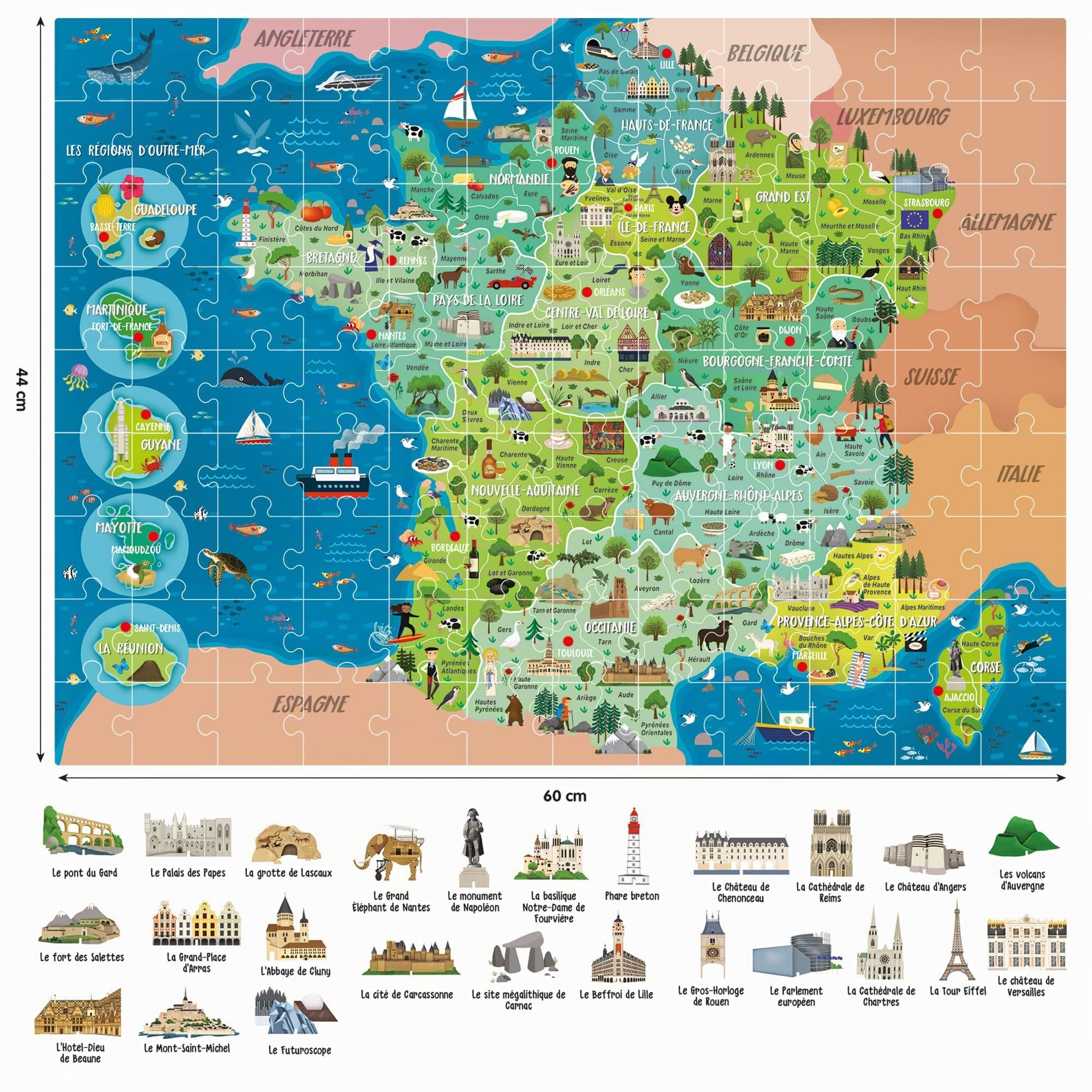 headu-la-france-d-couvrir-puzzle-g-ant-108-pi-ces-25-monuments-3d image 2