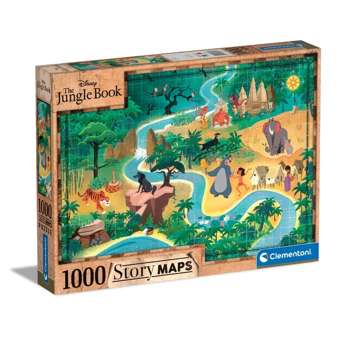 clementoni-story-maps-disney-le-livre-de-la-jungle-puzzle-1000-pi-ces image 1