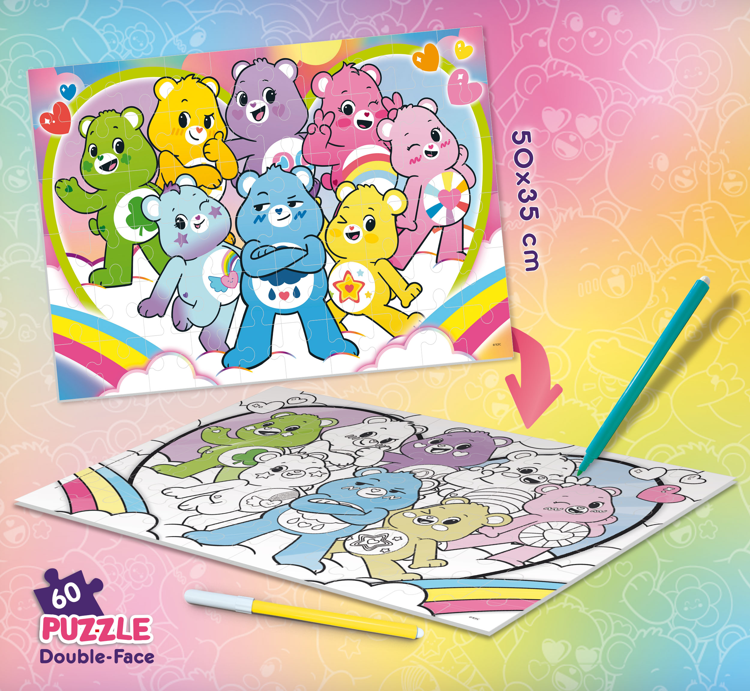 lisciani-care-bears-puzzle-df-plus-60-puzzle-double-face-colorier image 4