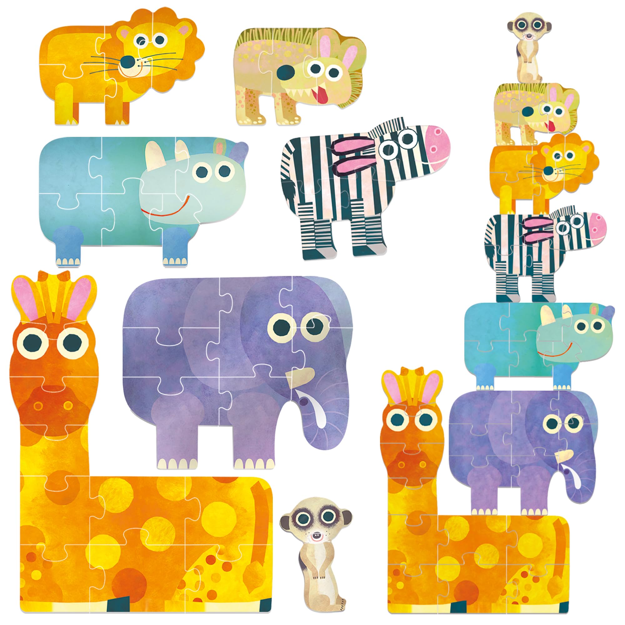 headu-giant-progressive-puzzle-the-savannah-7-puzzles-animaux-2-5-ans image 2