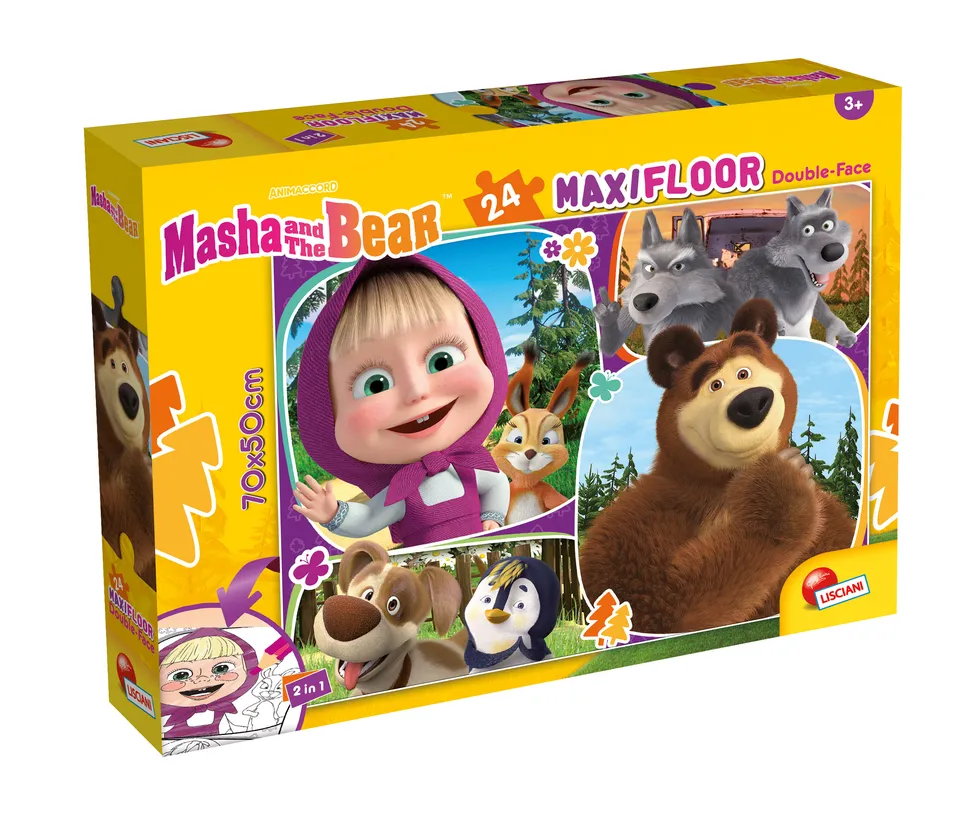 lisciani-masha-puzzle-double-face-maxifloor-24-masha-et-michka image 1