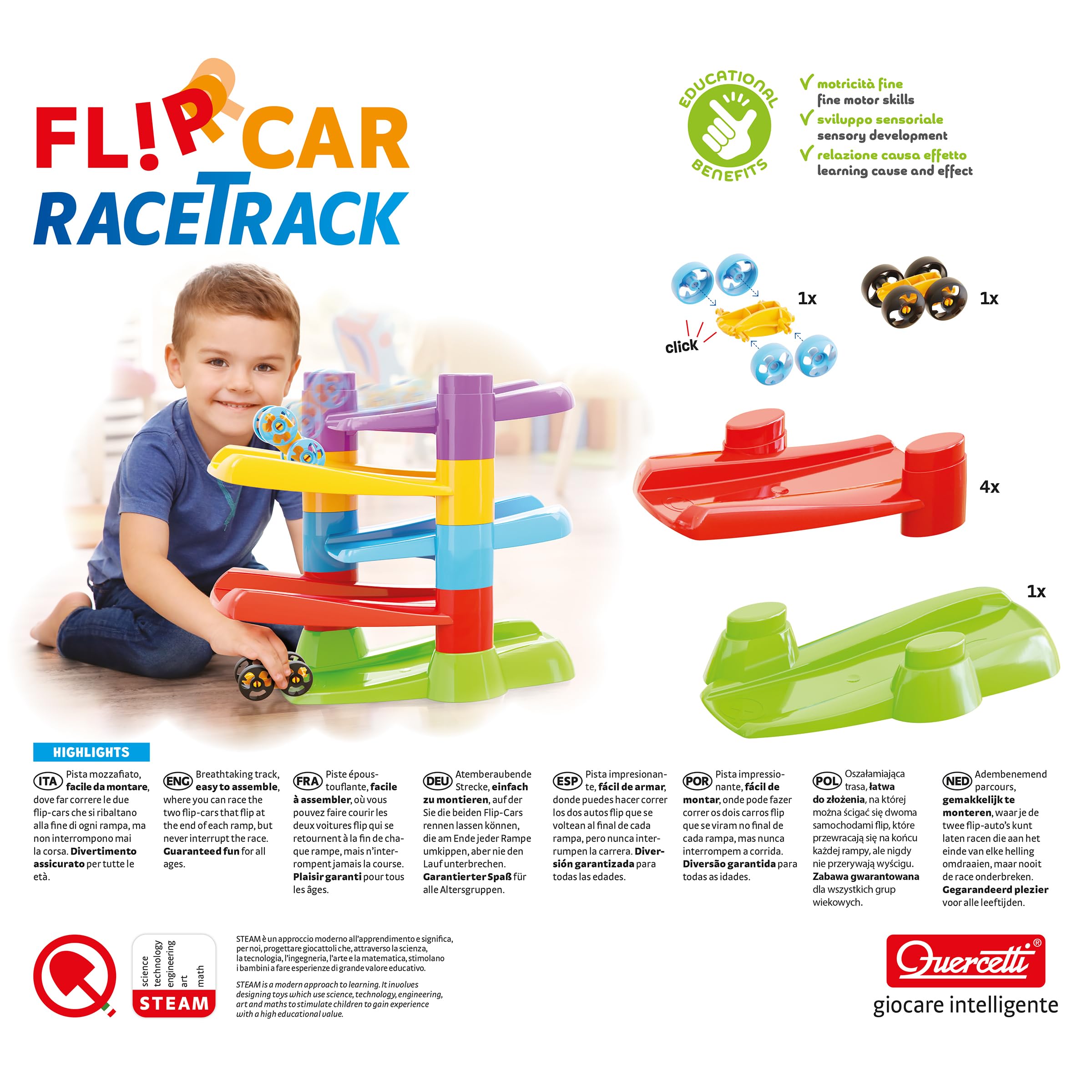 quercetti-6496-flip-car-race-track-circuit-de-billes-avec-voitures image 6