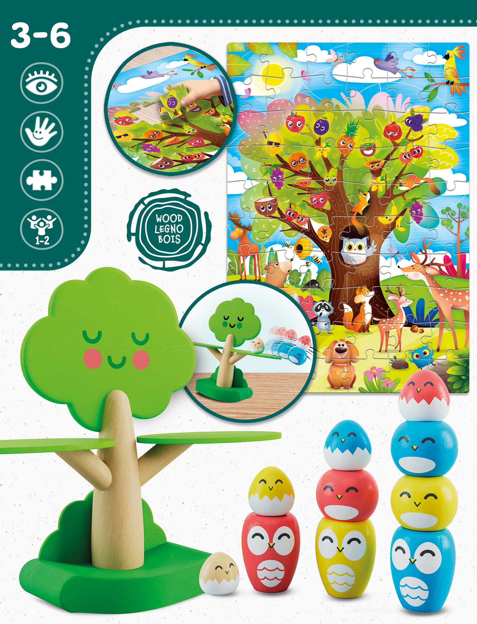 lisciani-montessori-baby-wood-happy-birds-jeu-d-quilibre-en-bois image 3