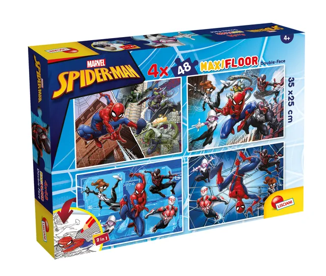lisciani-marvel-puzzle-df-maxi-floor-4-x-48-spider-man-coffret-4-puzzles image 1