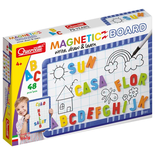 quercetti-5181-tableau-magn-tique-letters-tableau-blanc-avec-48-lettres-magn-tiq image 1