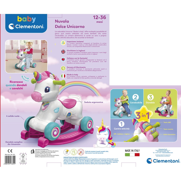 clementoni-baby-nuvola-dolce-unicorno-3-en-1-dondolo-porteur image 7