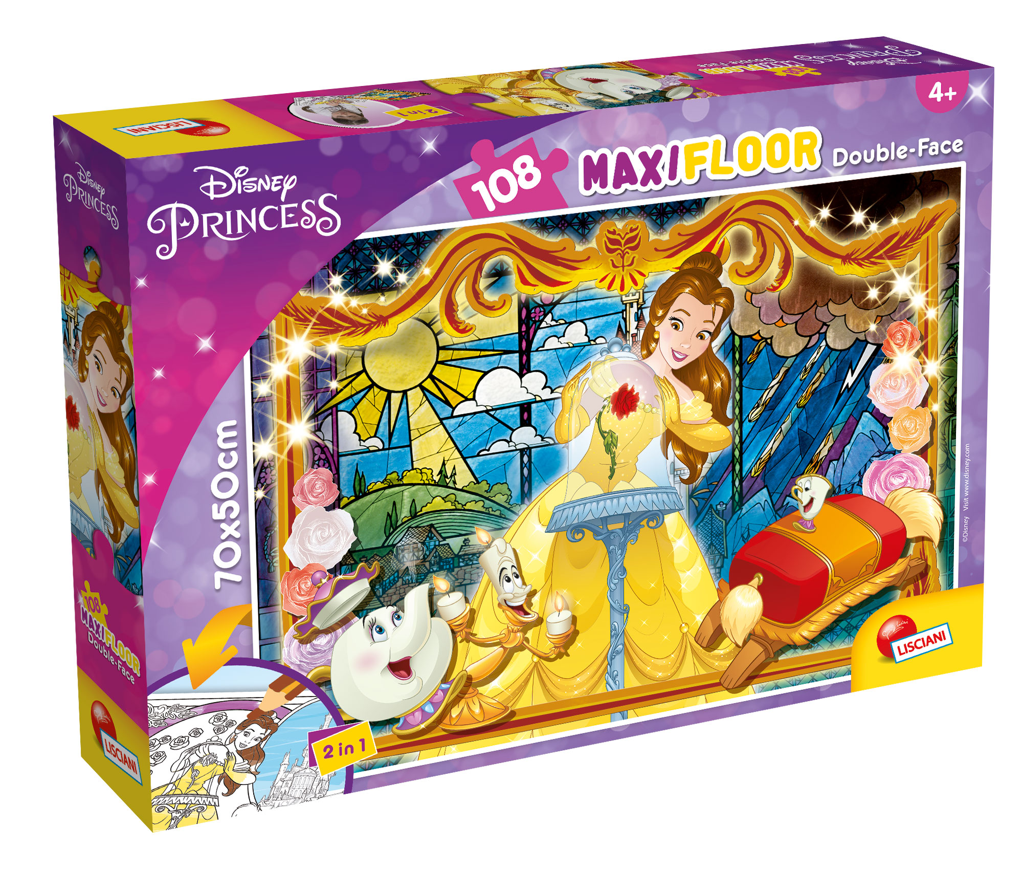 lisciani-disney-puzzle-double-face-maxi-floor-108-la-belle-et-la-b-te image 1