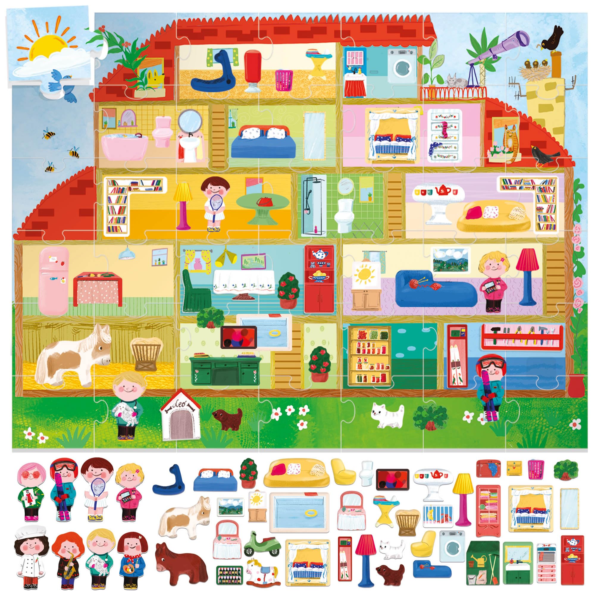 headu-giant-playset-puzzle-the-doll-house-puzzle-42-pi-ces-78-figures image 2
