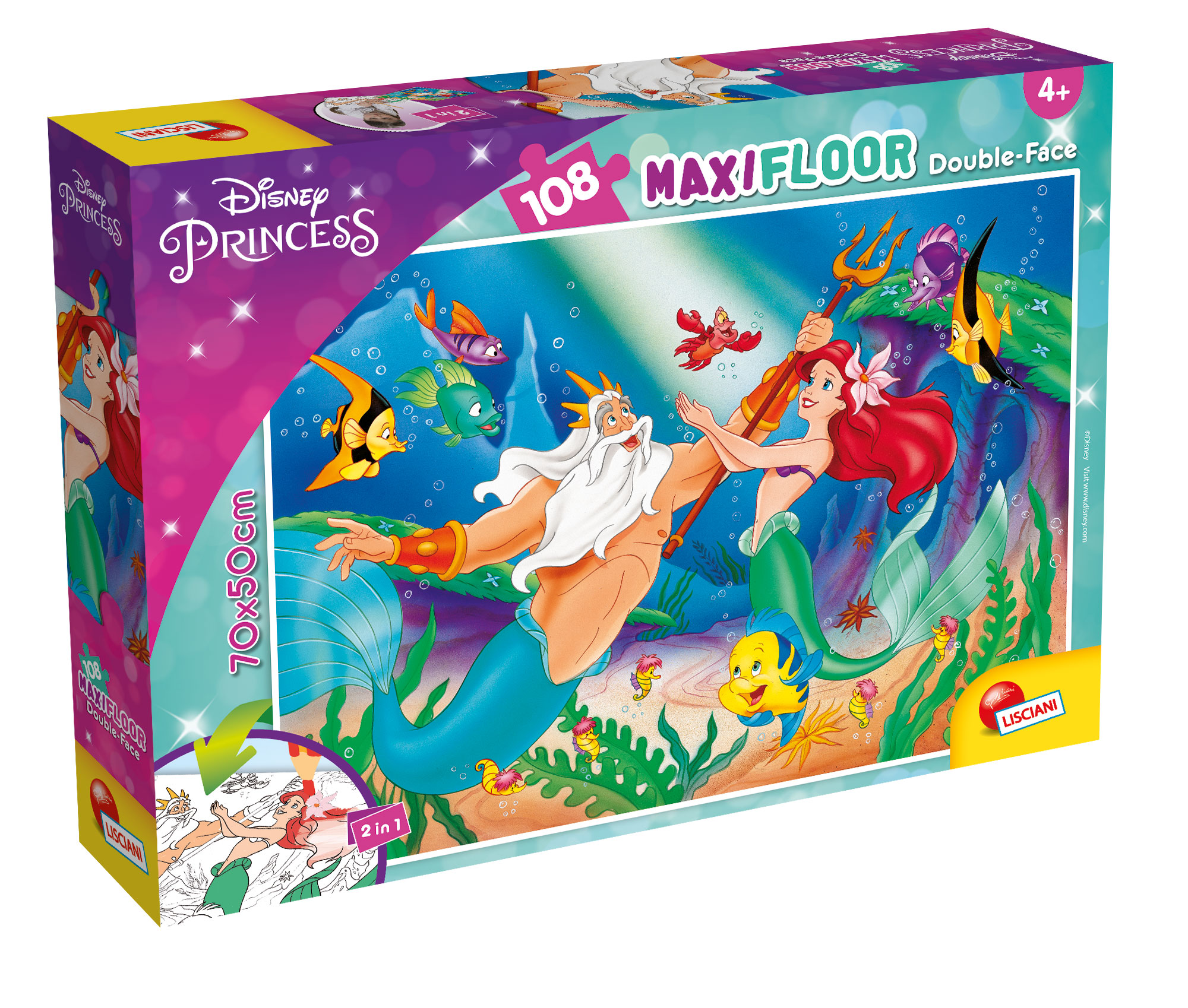 lisciani-disney-la-petite-sir-ne-puzzle-double-face-maxi-floor-108 image 1