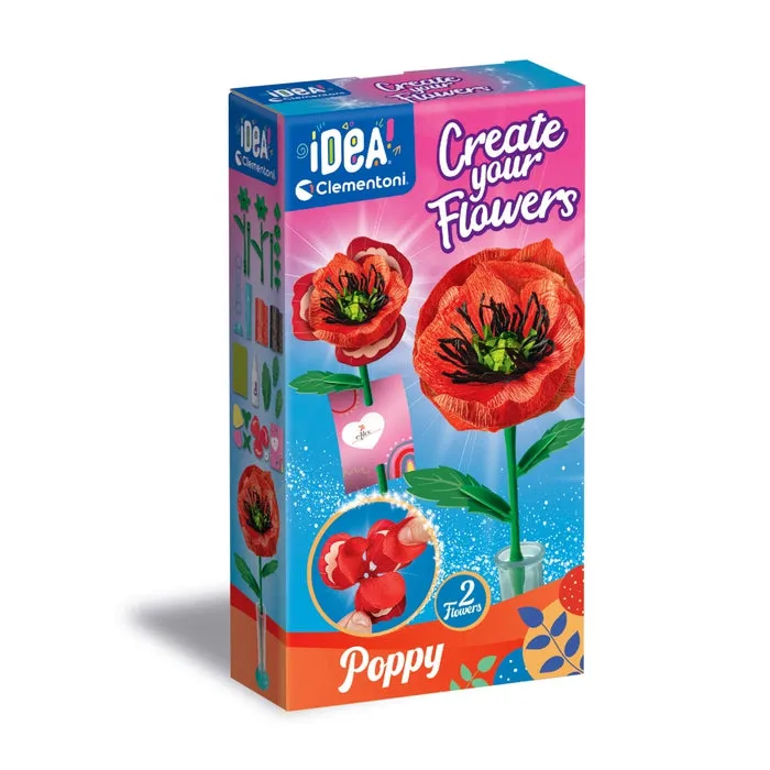 clementoni-create-your-flowers-papavero-kit-cr-atif-fleurs-en-papier-cr-pon image 1