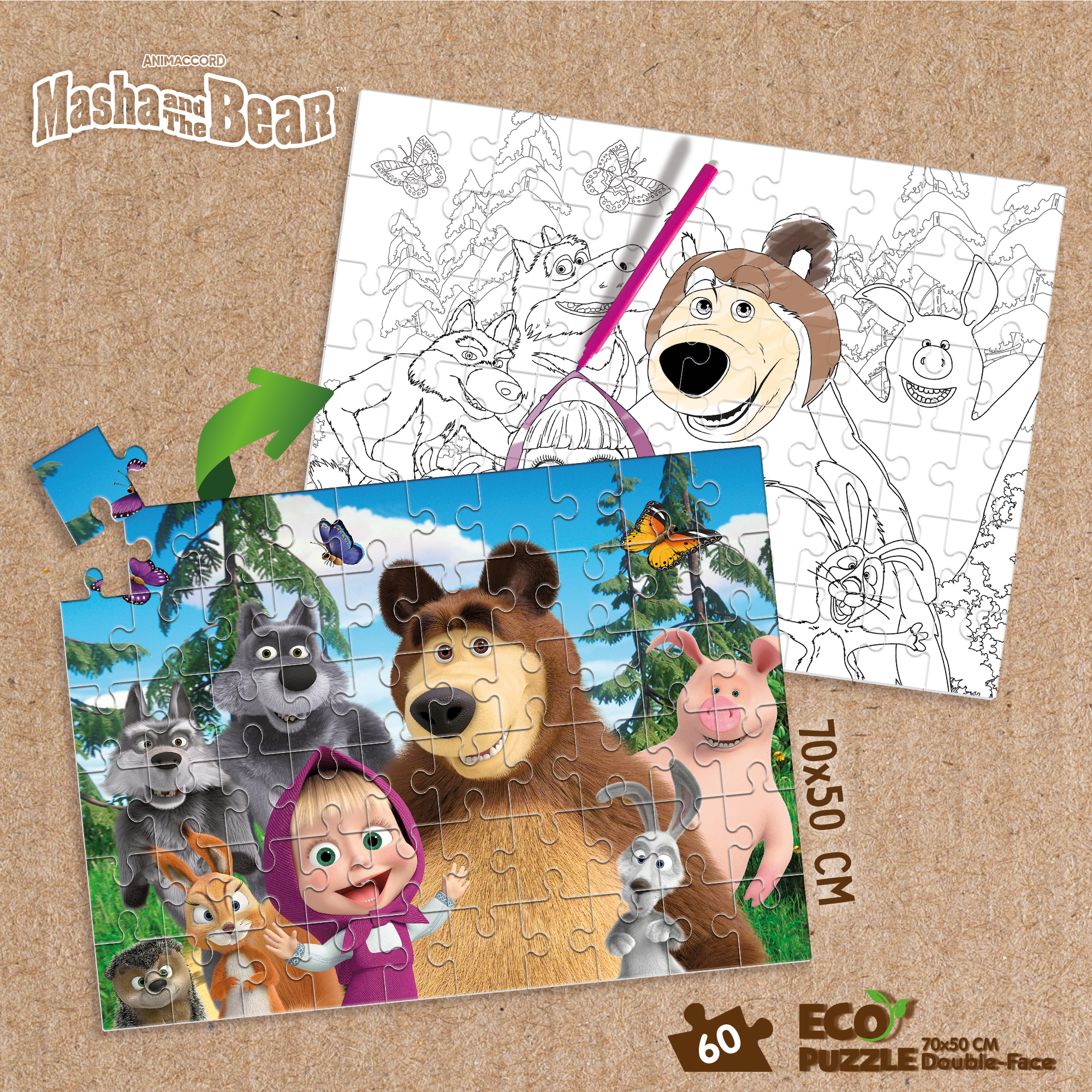 lisciani-masha-eco-puzzle-60-pi-ces-colorier image 4