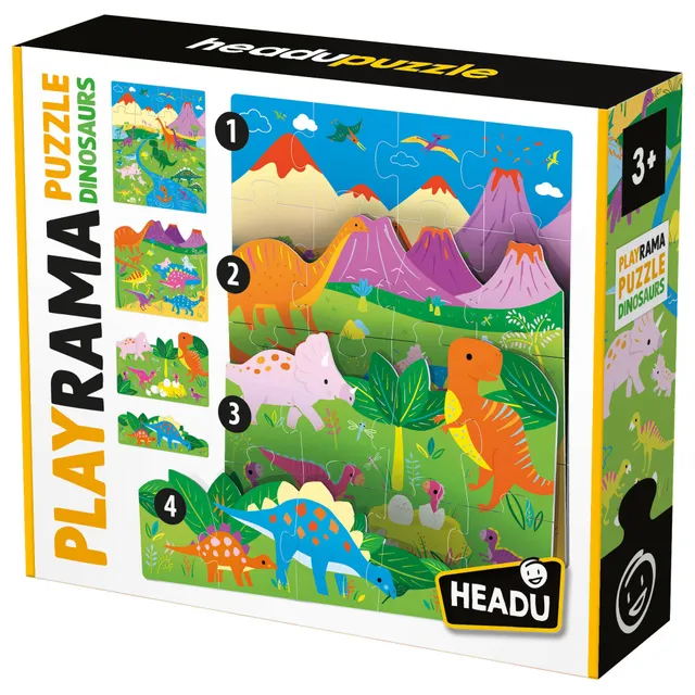 headu-playrama-puzzle-the-dinosaurs-puzzle-ducatif-3d-3-5-ans image 1